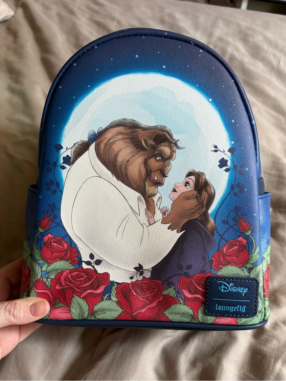 🔥 Loungefly Beauty and the Beast Mini Backpack - Blue with Red Roses